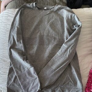 Gray Long Sleeve Workout Shirt